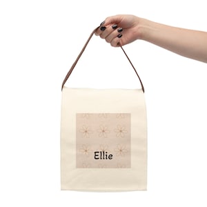 Personalized Floral Cotton Canvas Lunch Bag: Eco-Friendly Tote, Back to School