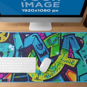Colourful Graffiti Desk Mat -Artistic Mousepad for Gaming and Workstation Decor