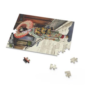 Elegant Japanese Geisha Puzzle (120, 252, 500-Piece), Asian Decor, Kyoto, Stress Relief Game, Gift for Art Lovers, Puzzle Collectors