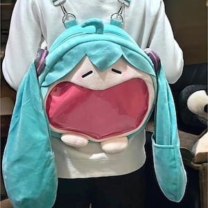Hatsune Miku Plush Backpack, Adjustable Strap Bag, Kawaii Anime Backpack Bag for Birthday Gift