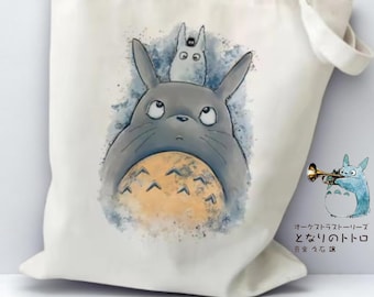 Totoro Canvas Tote Bag, Cute Illustration Tote bag, Gift for her