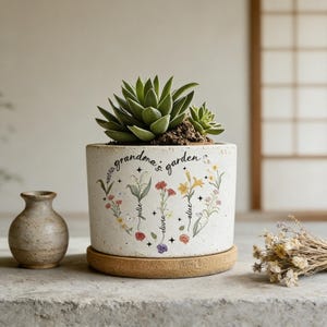 Personalized Gift for Mom, Custom Grandma's Garden Mini Plant Pot, Birth Flower Plant Pot, Ceramic Mini Plant Pot, Ceramic Flower Pot