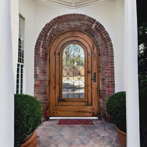 Custom Built Solid Wood Arched Door, French Wooden Pantry Door, Entrance Front Door, Top Lite Interior exterior Double or Single Glass Door
