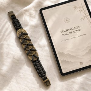 Paracord-armband med fem kejsarmynt och personlig BaZi-läsning, gåva med nytt kapitel