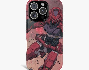 Etui na iPhone'a z motywem anime, etui na telefon Red Armor Mecha do iPhone'a 17 16 15 14 13 12 11, kompatybilne z MagSafe, dynamiczny, futurystyczny design