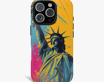 Statue of Liberty iPhone Case, Artistic Phone Case for iPhone 17 16 15 14 13 12 11, MagSafe Compatible, Bold Street Art Landmark Design