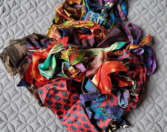 Vintage Silk from Neck Ties & Misc Silk Scrap for Upcycling Textile Craft Projects