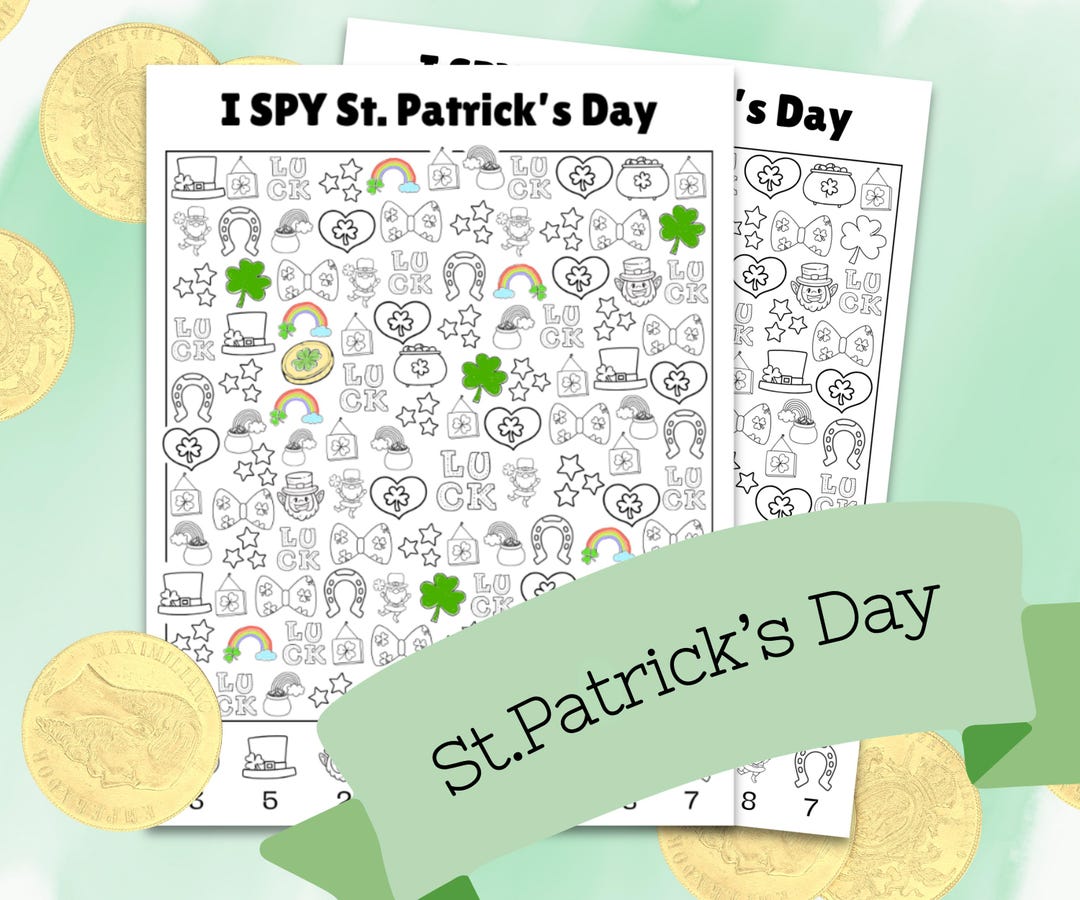St. Patrick's Day I Spy Printable Game – Kids Holiday Activity (instant ...