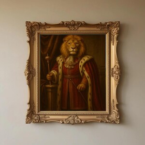 Royal Lion Baroque Wall Art – Printable Animal Portrait Digital Download, Regal King Decor, Vintage Noble Lion PDF