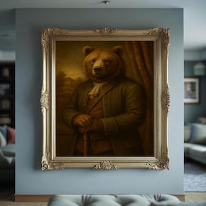 Baroque Bear Portrait – Printable Animal Wall Art – Instant Digital Download – Victorian Style Art Print