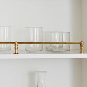 Ringhiera in ottone massiccio non laccato – Ringhiera in ottone fatta a mano per ripiani da cucina aperti