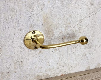 Unlacquered Brass Toilet Paper Holder ,Handmade Solid Brass Wall-Mounted Bathroom Tissue Holder , Solid Brass Roll Holder
