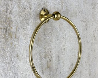 Handmade Unlacquered Brass Towel Ring – Solid Brass Towel Holder Bathroom , Wall Mounted Towel Rack