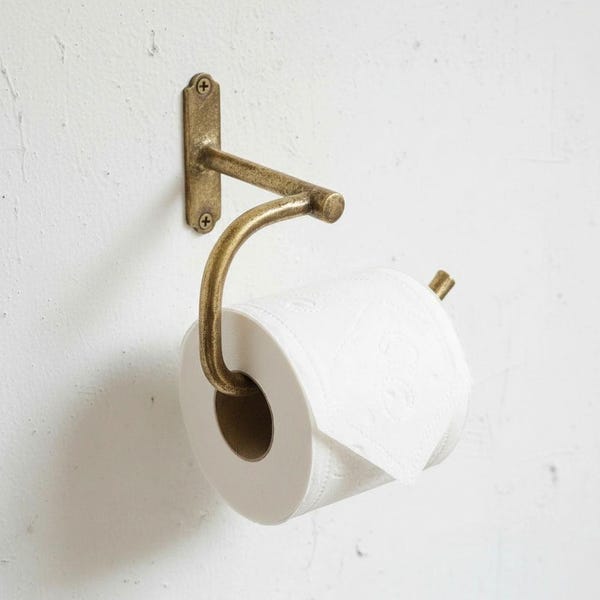 Portarrollos de papel higiénico de latón antiguo – Portarrollos de papel higiénico de bronce para pared
