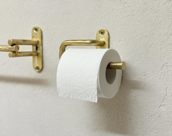 手作りの無塗装真鍮製トイレットペーパーホルダー：真鍮製の備品