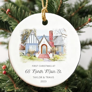 Adorno para casa nueva - Adorno navideño personalizado para casa nueva - Adorno con foto personalizado - Adorno con foto en acuarela - Imagen de casa - Foto de casa