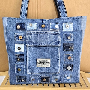 Patchwork Denim bag Shopper bag  Tote Jeans Bag Upcycled Market Bag Extravagant Sholder Bag Beach Bag Wekender Bag (DDP included)