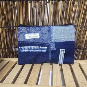 Denim Accessories Make-up Purse -  Patchwork Purse - Mini Jeans Clutch - Small Jeans Bag
