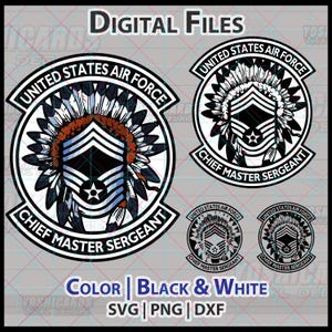 USAF cmgt Kopfschmuck SVG PNG | Chief Master Sergeant Digital Aufnäher
