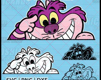 Puede incluir: Archivo digital con el Gato de Cheshire de Alicia en el país de las maravillas. La imagen muestra la cabeza y parte del cuerpo del gato en morado, negro y blanco. También se incluye el texto "DIGITAL FILES" y opciones de tipo de archivo.