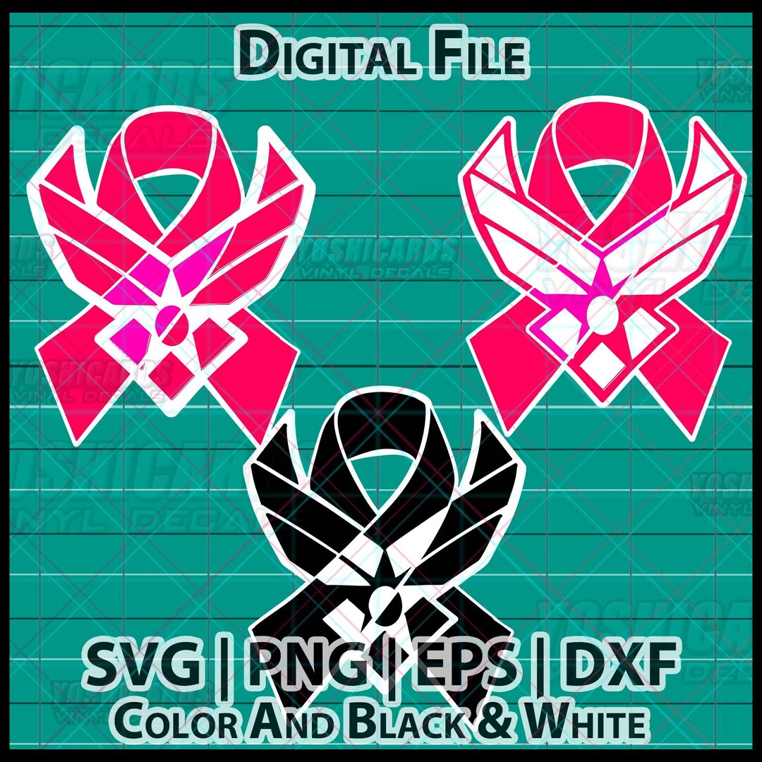 Digital USAF Pink Ribbon SVG Download, Breast Cancer Awareness File PNG ...