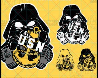 Capitán de la Armada Vader, ancla SVG, suboficial jefe E7, descarga digital Chibi, archivo láser Cricut de la USN, PNG, DXF, EPS para manualidades
