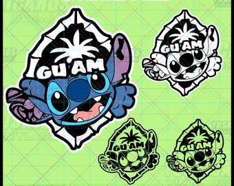 Descarga digital de Guam Stitch Peeker: 671 Chamorro SVG PNG
