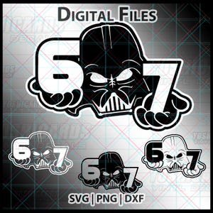 Six Seven 6-7 SVG PNG Digital | Darth Vader-stil Clipart för laser, sublimering, DTF och utskrift