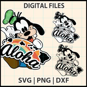 Aloha Goofy-Style Chibi SVG PNG | Hawaii Islands Sublimation DTF Engraving