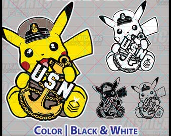 Suboficial jefe Pika-Ancla jefe Chibi de la Armada E7 (Svg) / Suboficial jefe Descarga digital / Archivos PNG para Cricut y manualidades láser USN