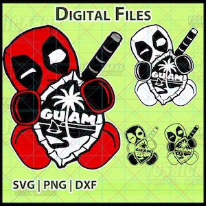Digital Guam Chibi Deadpool SVG PNG | Local 671 Island Chamorro Clipart | Fandom Design for Cricut, Laser, Tumblers, Shirts, Decals