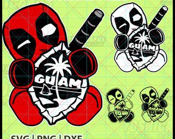 Deadpool Chibi de Guam digital SVG PNG / Local 671 Island Chamorro Clipart / Diseño de fandom para Cricut, láser, vasos, camisetas, calcomanías