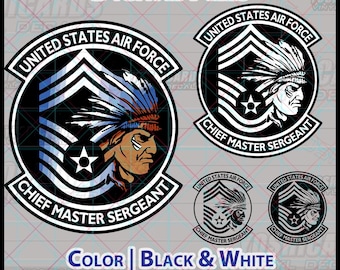 SVG USAF CMSgt Male Patch | Chief Master Sergeant Digital File png | Cricut Laser Gift for Promotion Proud Military Dad Mom