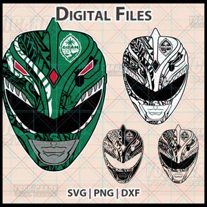 Casco verde tribal de Guam con diseño de transformación SVG PNG / Local 671 Chamorro isleño Clipart / Diseño de ciencia ficción para Cricut, láser, vasos, camisetas, calcomanías