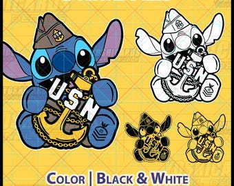 Suboficial jefe de la Marina E7 Stitch Anchor Chibi SVG / Suboficial jefe Descarga digital / Archivos PNG para Cricut y manualidades láser