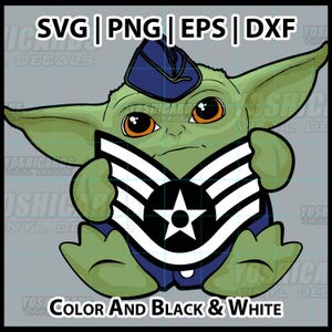 SVG USAF SSgt Air Force Staff Sergeant E-5 Chibi The Child Youngling Digital PNG dxf eps File | Cricut Laser Cutting Promotion Gift Decals