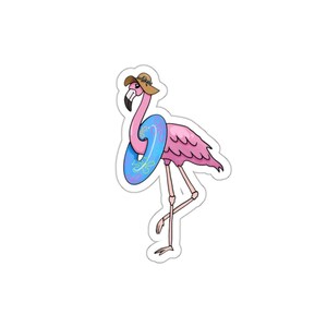 Tropical Flamingo Die-Cut Stickers, Fun Laptop Decor, Summer Vibe, Gift for Flamingo Lovers, Beach Party Decoration
