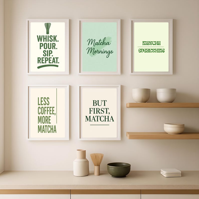 Matcha Wall Art Bundle Printable Quotes | Matcha Kitchen Decor | Tea ...