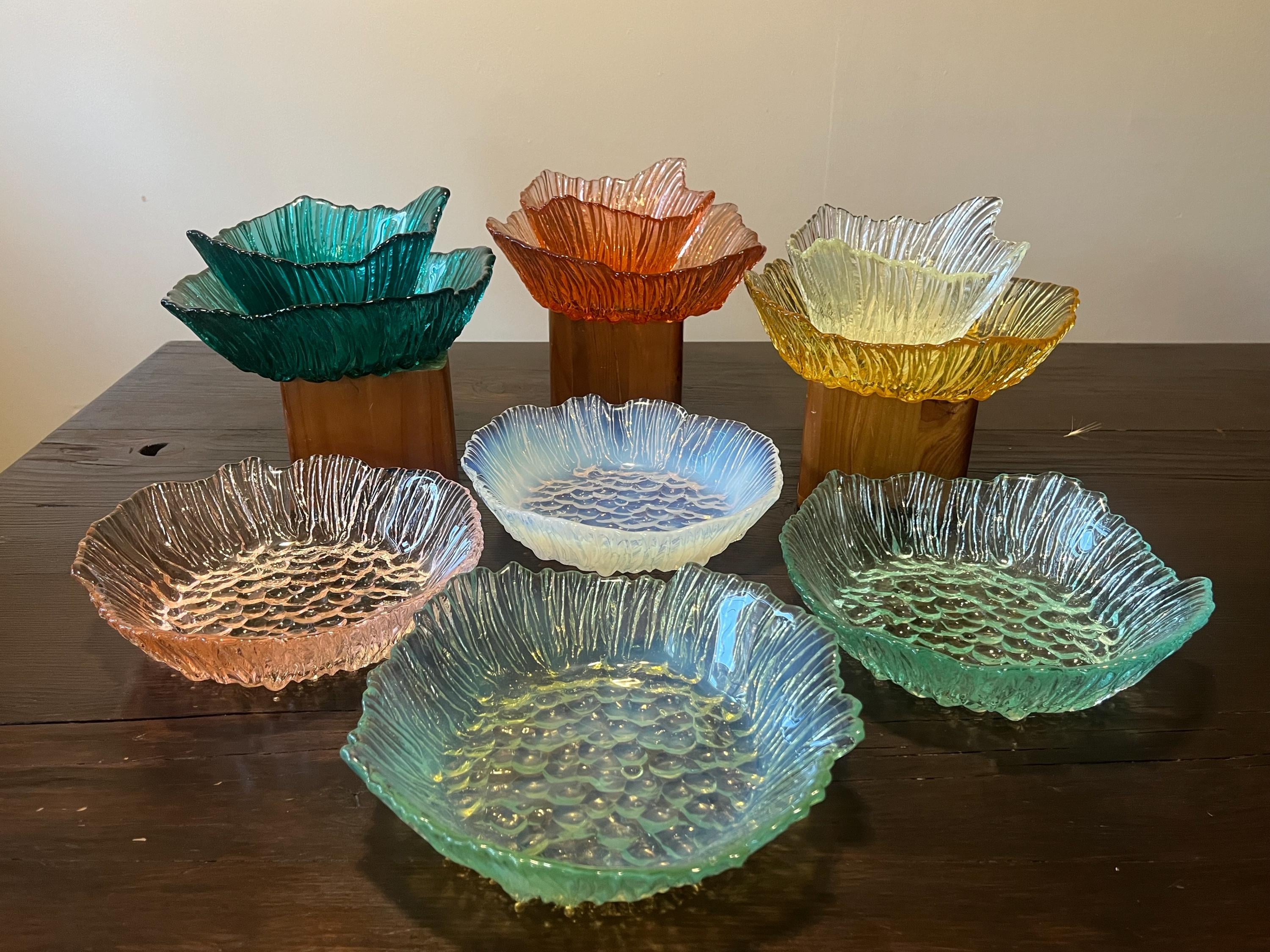 CHOICE - Hudson Beach Glass Sculptural Art Glass Bowls Marsh Grass Glass Pebble Vibrant Colors Opalescent Decorative