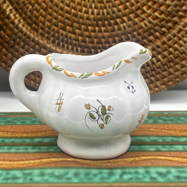 Vintage DVX Moustiers Fait Main French pottery Creamer Pitcher Signed