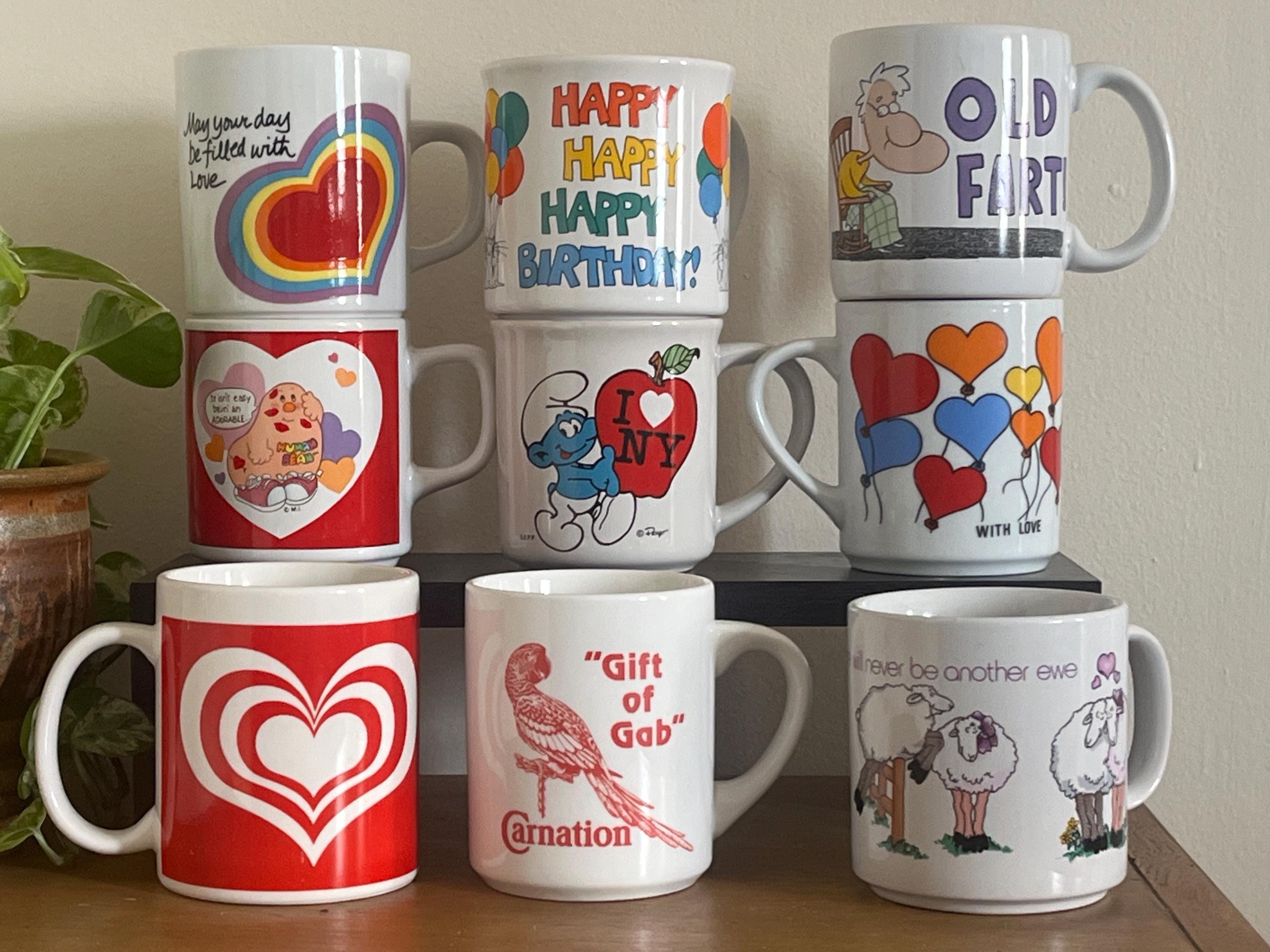 Choice - Vintage Graphic Retro 90s Novelty Coffee Mugs Russ Smurfs Avon Houston Home Russ