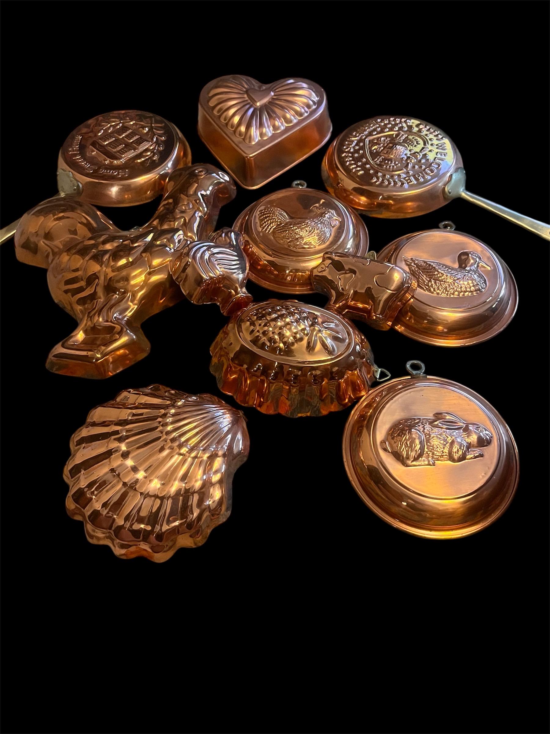 Vintage Copper Molds / Kitchen Farmhouse Cottage Decor / Jello