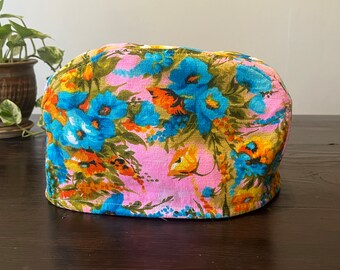 Vintage Retro Toaster Floral Fabric  Cover Pink Orange Flowers