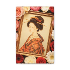 Canvas Print Japanese Beauty Kimono Maiko Wall Art, Asian Decor, Traditional Japanese Painting, Geisha Artwork, Oriental Home Decor