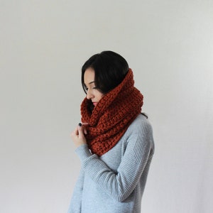 Hooded Cowl, Chunky Cowl Thermal Textured Scarf. THE CHARTRES Snood image 5