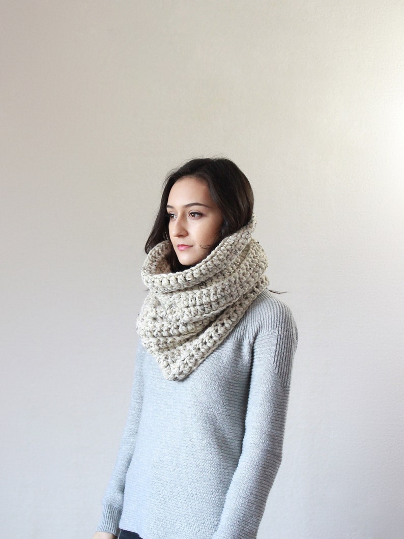 Hooded Cowl, Chunky Cowl Thermal Textured Scarf. THE CHARTRES Snood image 6