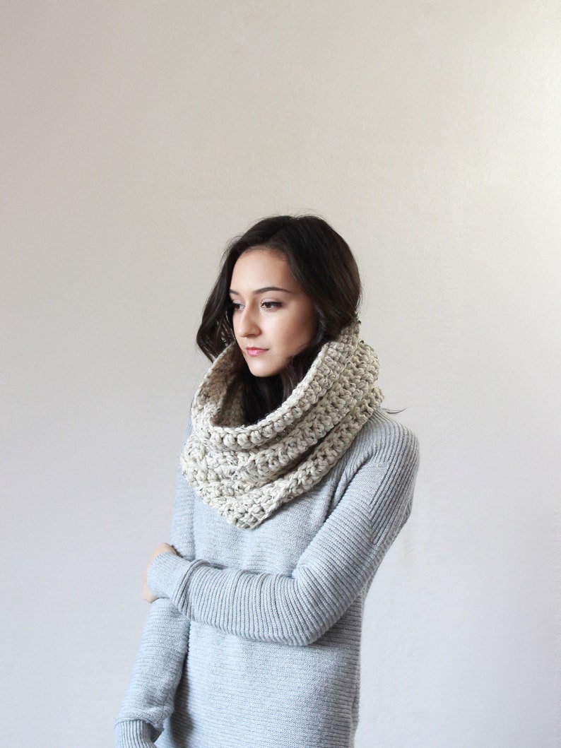 Hooded Cowl, Chunky Cowl Thermal Textured Scarf. THE CHARTRES Snood image 9