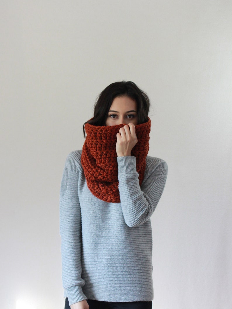 Hooded Cowl, Chunky Cowl Thermal Textured Scarf. THE CHARTRES Snood image 3