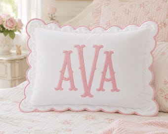 Fodera per cuscino personalizzata con monogramma, fodera per cuscino con testo personalizzato ricamato, cuscino decorativo per la cameretta, cuscino per la stanza del bambino, regalo per la camera del dormitorio, fatto a mano