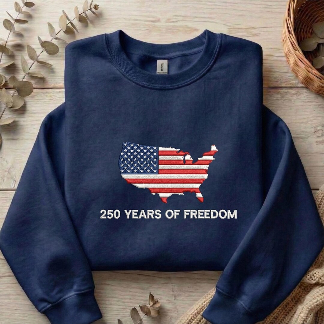 USA 250th Anniversary Embroidered Shirt, 250 Years of Freedom Tee ...